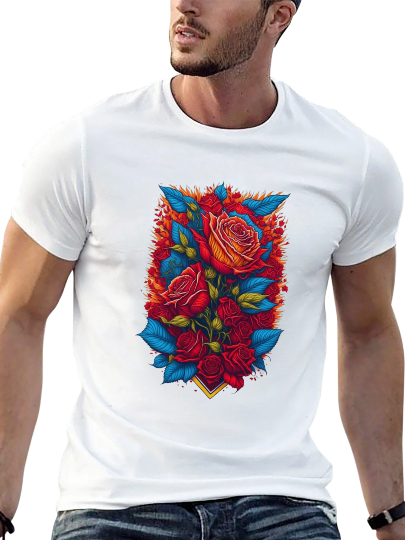 Floral Rose T-Shirt - Bold Graphic Print